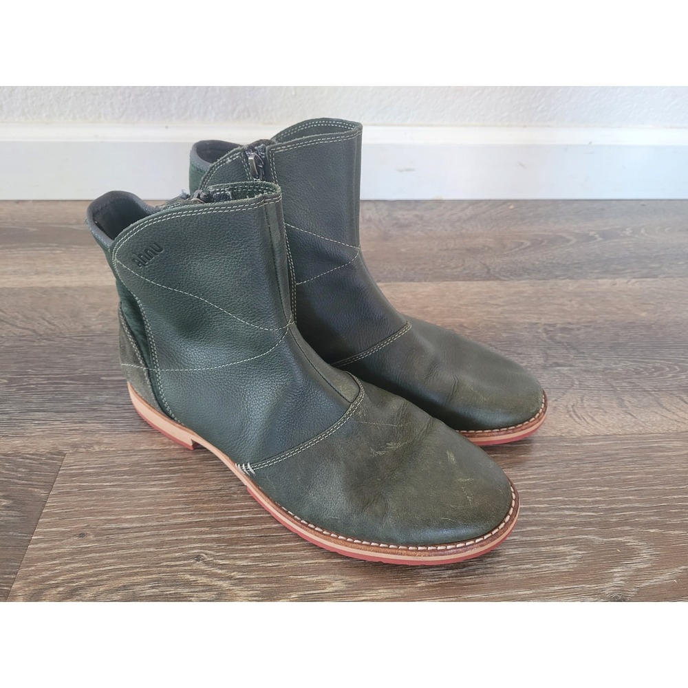 Ahnu Womens Forest Green Leather Ankle Boots Side Zip Mixed Media Size 7.5 #3